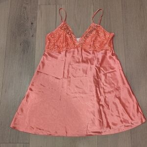 Vintage Fairy core Coral Lace Satin Chemise